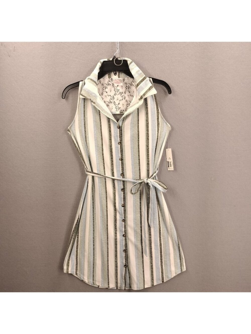 No Boundaries White Striped Shirt Dress Juniors M 7-9 Peekaboo Open Back Lace NT